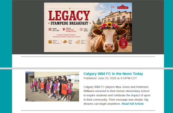 Banner Image of June 23, 2026 - In the NEWS Calgary Wild FC - Lara Murphy!